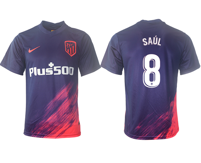 Men 2021-2022 Club Atletico Madrid away aaa version purple #8 Soccer Jerseys